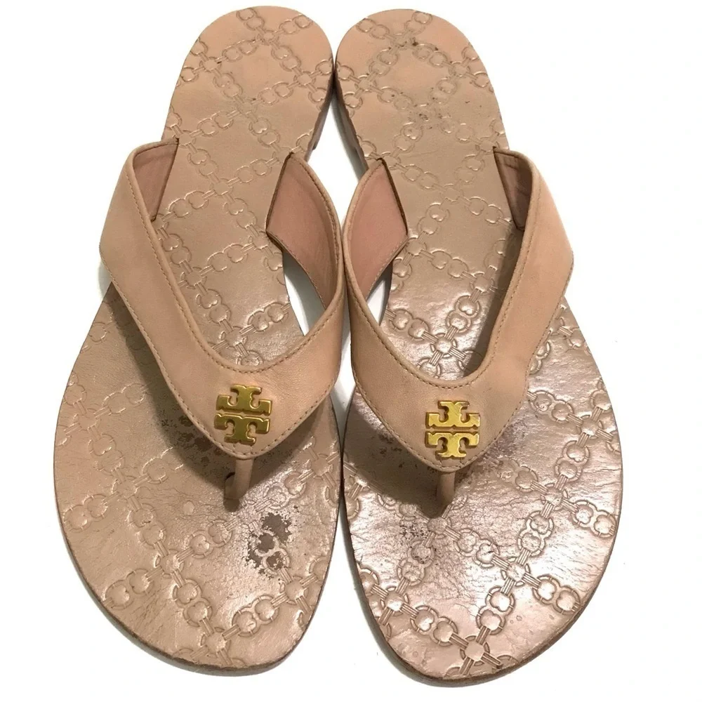 Tory Burch Leather Monroe Sandals in Blush Tan Size 9.5
